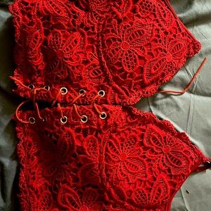 Red Lace Crop Top